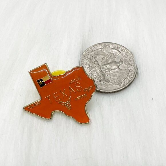 🔮 5/$25 Vintage Texas Flag Longhorn El Paso Dallas Austin Houston Pin - Picture 2 of 2
